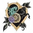 Libra Sagittarius heart tattoo design idea