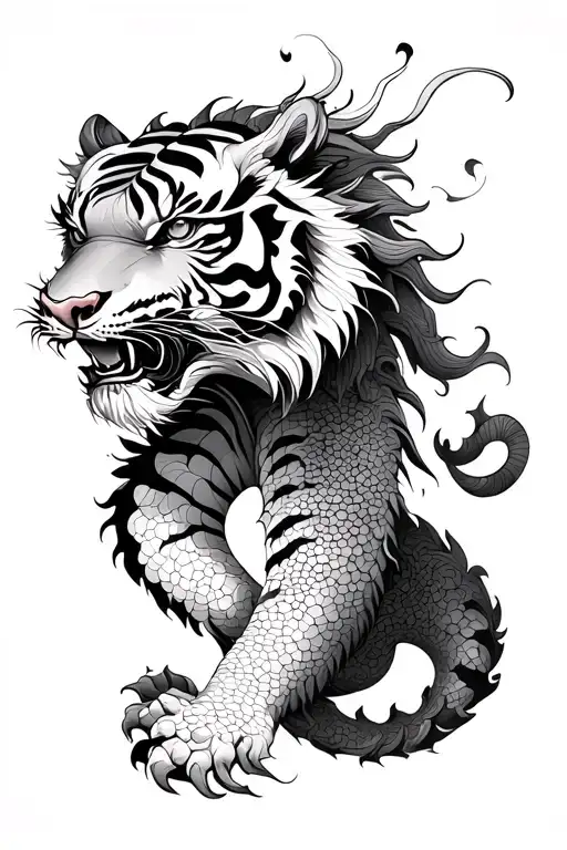 Tiger and Dragon tattoo design idea