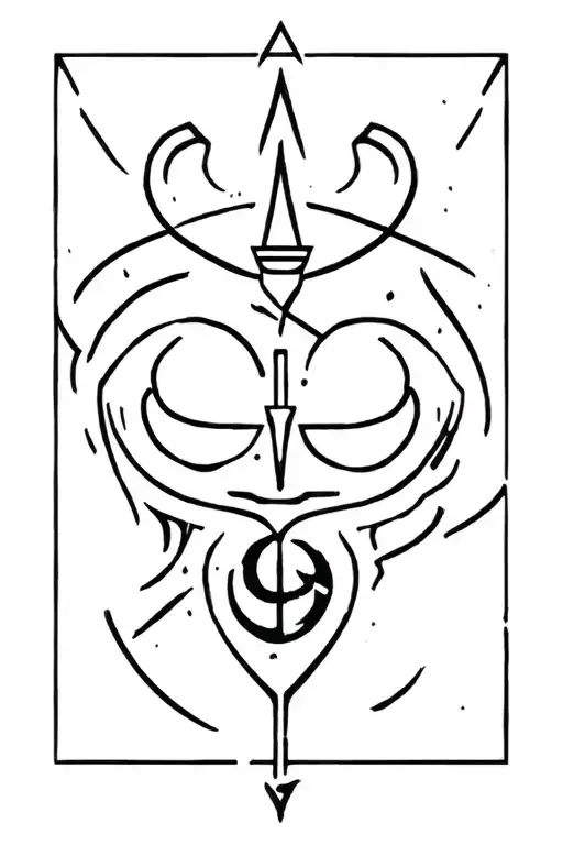 mean looking graffiti style tattoo with symbols incorporated very simple and easy to draw tattoo design idea