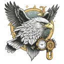 eagle and harmonica and time clock tattoo design idea