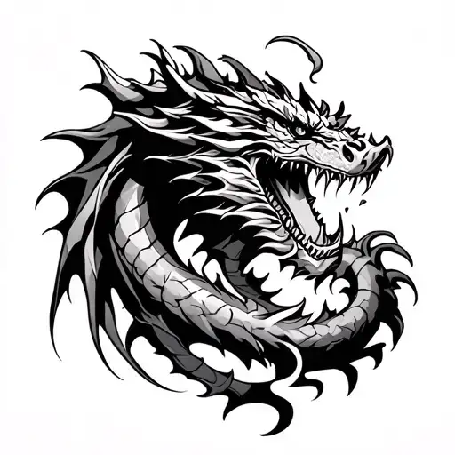 The dragon is a whipping forearm, the head on the wrist, the tongues of the flame on the fingers as if he was breathing with them tattoo design idea