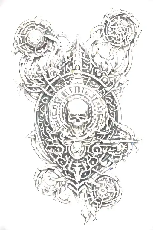 cyber sigilism style back piece tattoo design idea