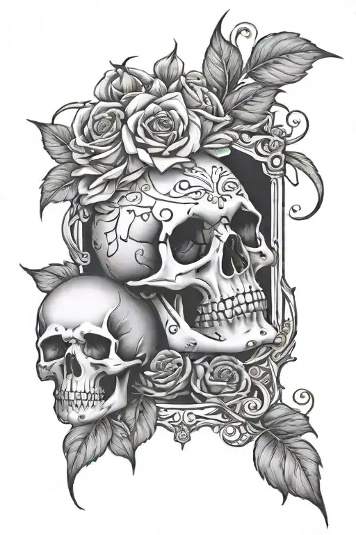 Thorns Rose hourglass Skull surrounded my rain tattoo design idea
