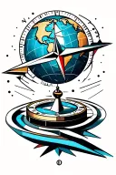 compass and earth globe tattoo design idea