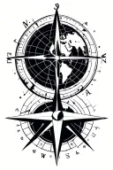 compass and earth globe tattoo design idea