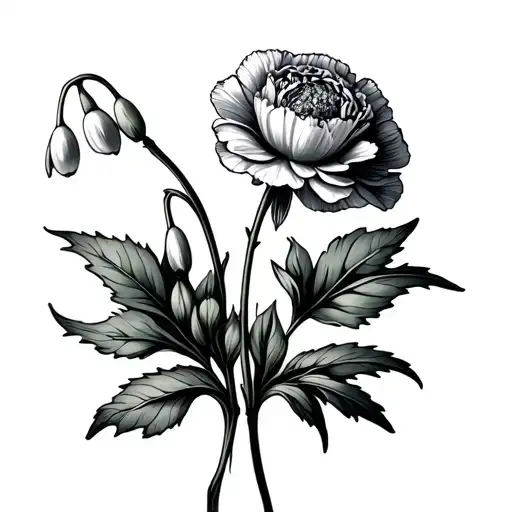 carnation and snowdrops crossed over each other tattoo design idea