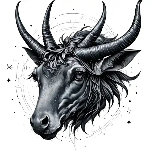 constellation capricorne tattoo design idea