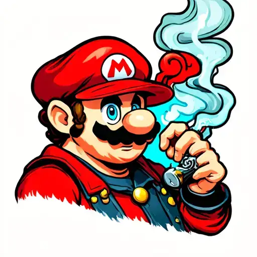 Mario smoking tattoo design idea