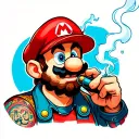 Mario smoking tattoo design idea
