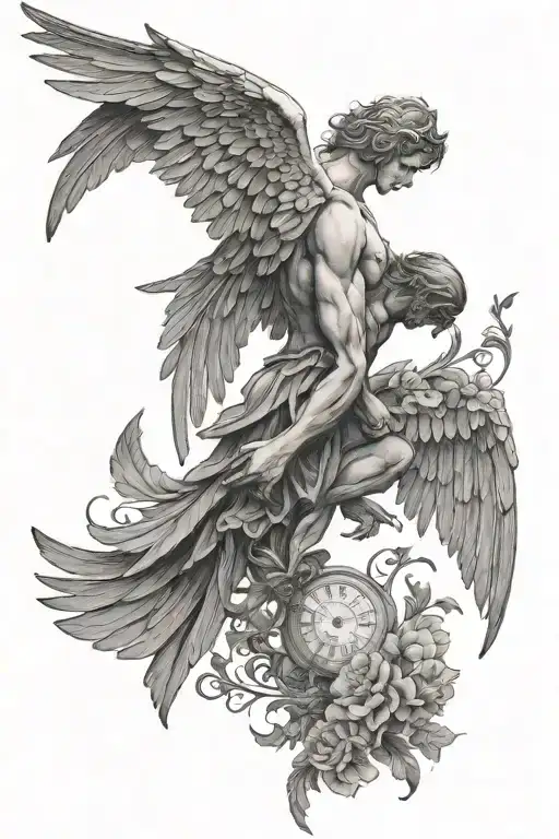 icarus and poem written tattoo design idea