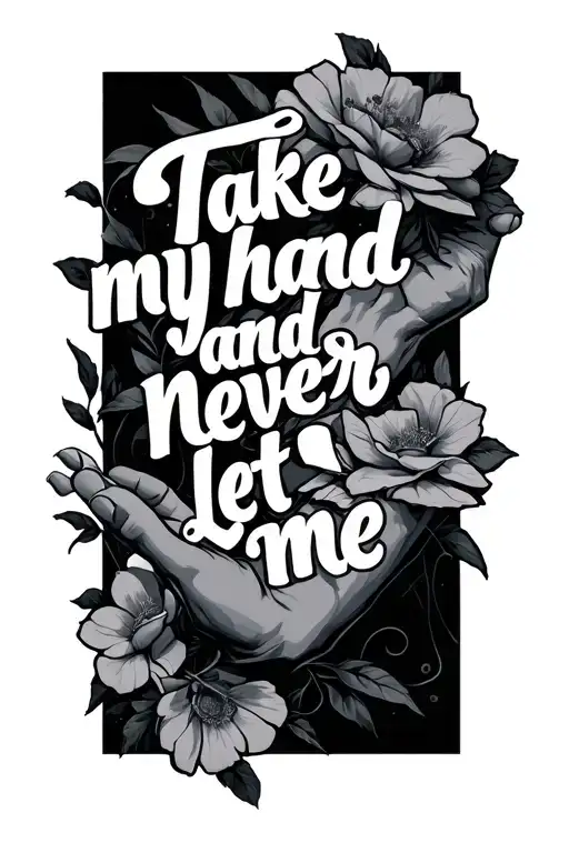 "Take my hand and never let me " hands holding tattoo design idea