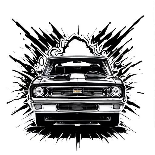 car en Paul Walker busting tattoo design idea