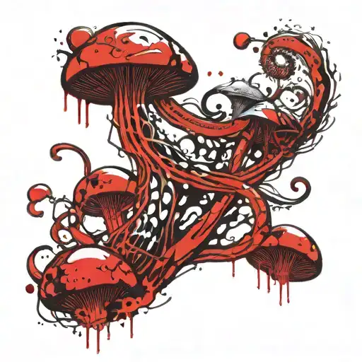 cosmic tentacles coming outside mushrooms dmt magic mushrooms tattoo design idea