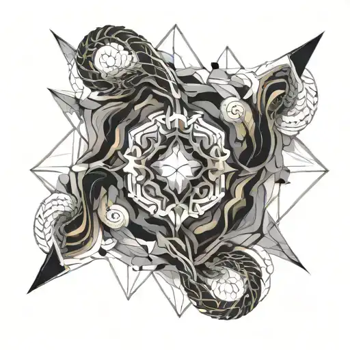 smoke snake abs symmetrical tattoo design idea