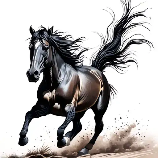 horse running by turtle tattoo design idea