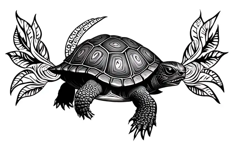 mandala with turtle tattoo design idea