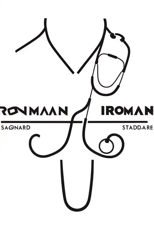 The standard Ironman Race logo with a stethoscope around the neck tattoo design idea