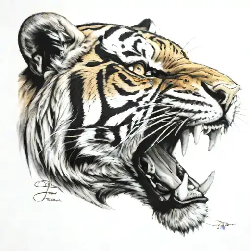 English D with tiger face inside and words Detroit don incorporated  tattoo design idea