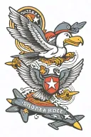 US air force symbol and F-16 and Snoopy water walker tattoo design idea