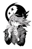 SORA FROM KINGDOM HEARTS EATING POPCICLE WITH FULL MOON tattoo design idea