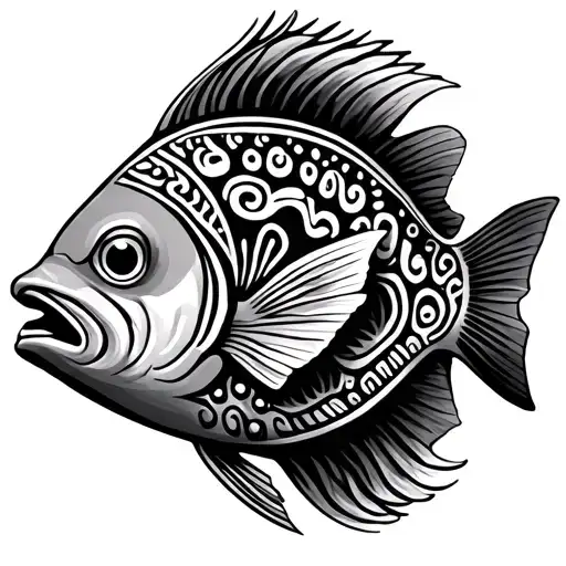 Fijian fish with tribal patterns tattoo design idea
