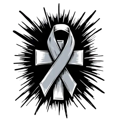 Cross With Cancer Ribbon tattoo design idea