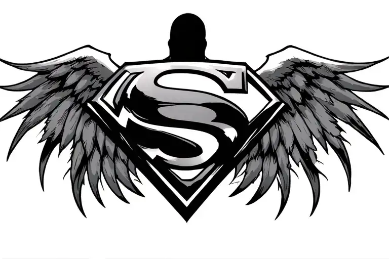 2025 Superman logo with tribal style wings spread tattoo design idea