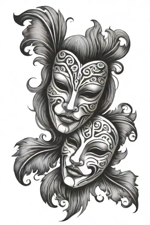 Happy And Sad Mask tattoo design idea
