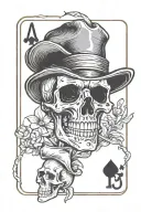 ace of hearts playing card with a cowboy skull smoking a cigarette on the card tattoo design idea