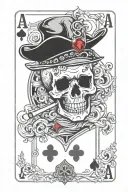 ace of hearts playing card with a cowboy skull smoking a cigarette on the card tattoo design idea