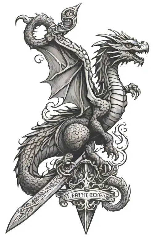harry poter dragon wrapper around the sword of gryffindor tattoo design idea