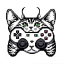 A pixelated video game controller intertwined with playful cats tattoo design idea