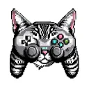 A pixelated video game controller intertwined with playful cats tattoo design idea