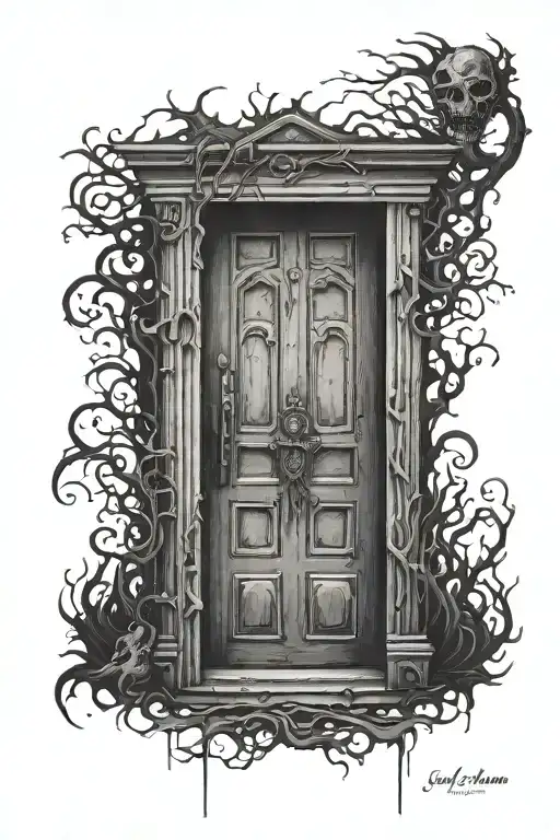 creepy door tattoo design idea