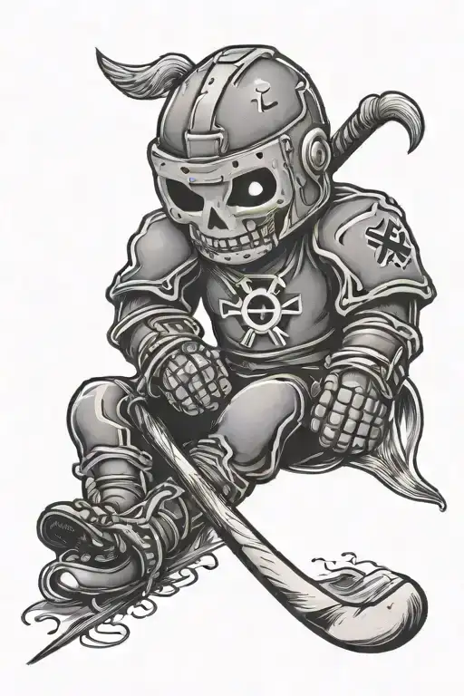 ice hockey voodoo doll tattoo design idea