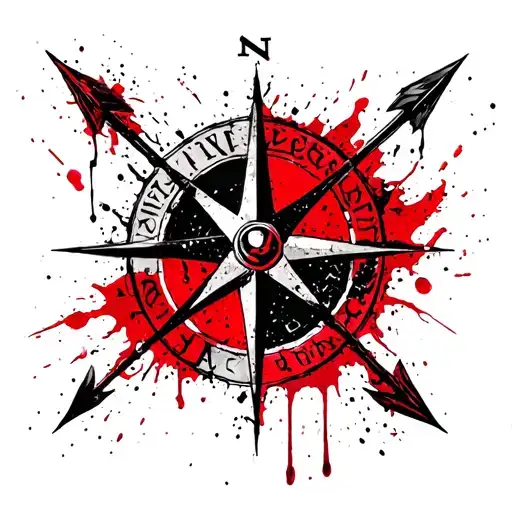 viking runes compass arrows crossed tattoo design idea