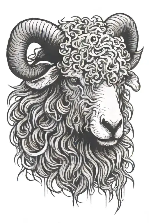black sheep made of scribble lines  tattoo design idea