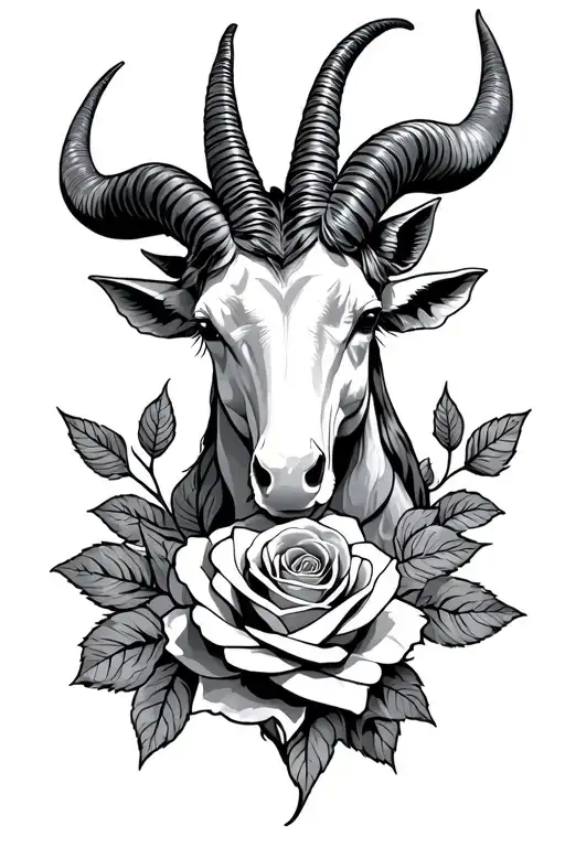 capricorn, roses and race against time tattoo design idea
