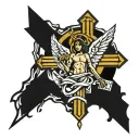 Gangsta cross with angel tattoo design idea