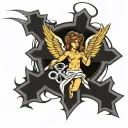 Gangsta cross with angel tattoo design idea