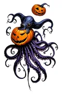 jack o lantern, tentacles, eldritch, deep space tattoo design idea