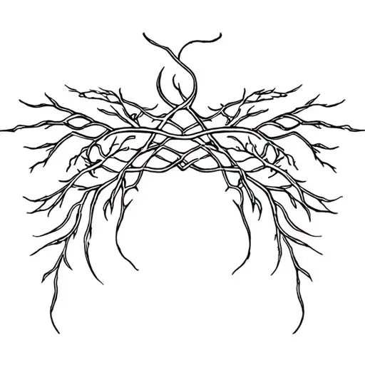 Smooth, branching lines like soft energy veins. Organic and calm, no shading, natural anatomical flow. tattoo design idea