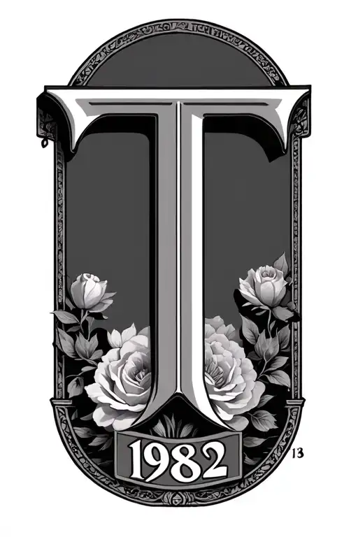 the letter T and the birth year 1982 enfermero Alma tattoo design idea