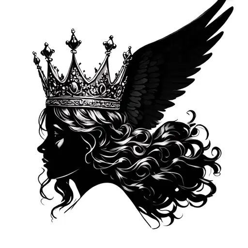 angel as a princess crown tattoo design idea