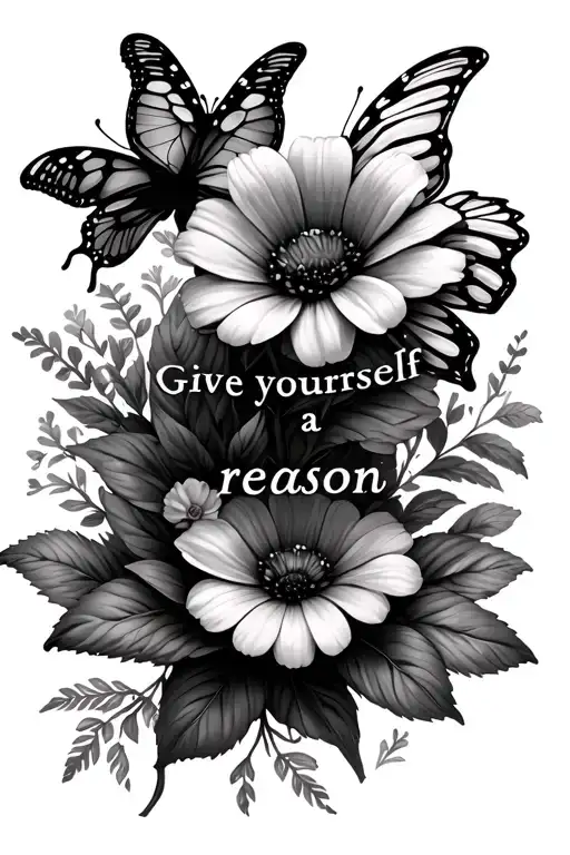 shoulder tattoo flowers butterfly saying give yourself a reason semi colon tattoo design idea