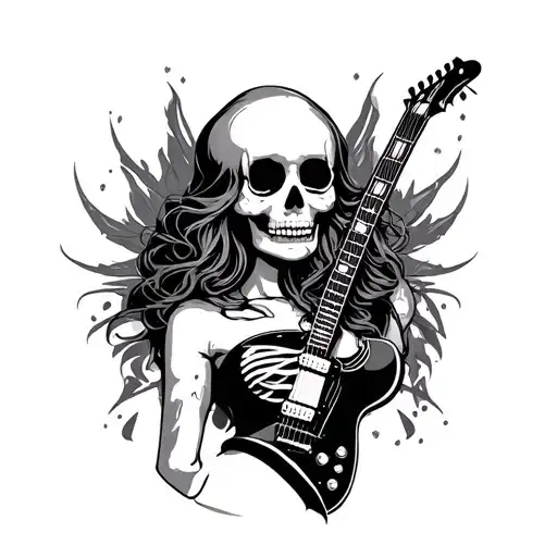 sexy rocker skeleton chick tattoo design idea