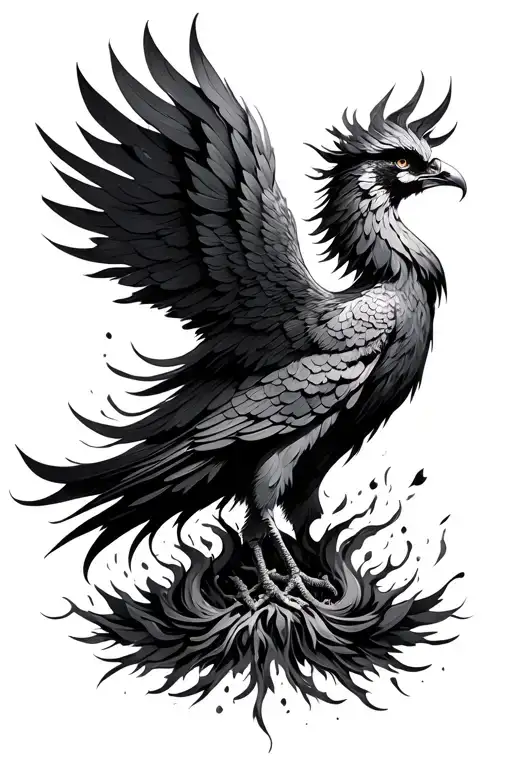 phoenix rising from the ashes symbolizing rebirth feminine tattoo design idea