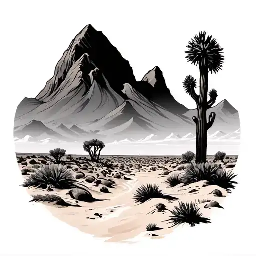 desert landscape tattoo design idea