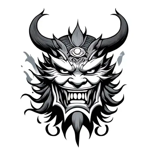 Japanese ONI mask Real tattoo design idea