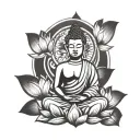 A minimalist Buddha silhouette with a lotus flower crown tattoo design idea